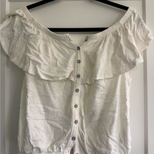 We The Free White Off-Shoulder Ruffle Blouse